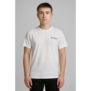 Columbia PFG Performance Fishing Gear White Graphic T-Shirt Men's Size Small